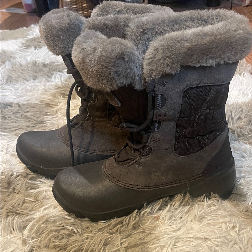 Columbia Gray Fur-Lined Boots